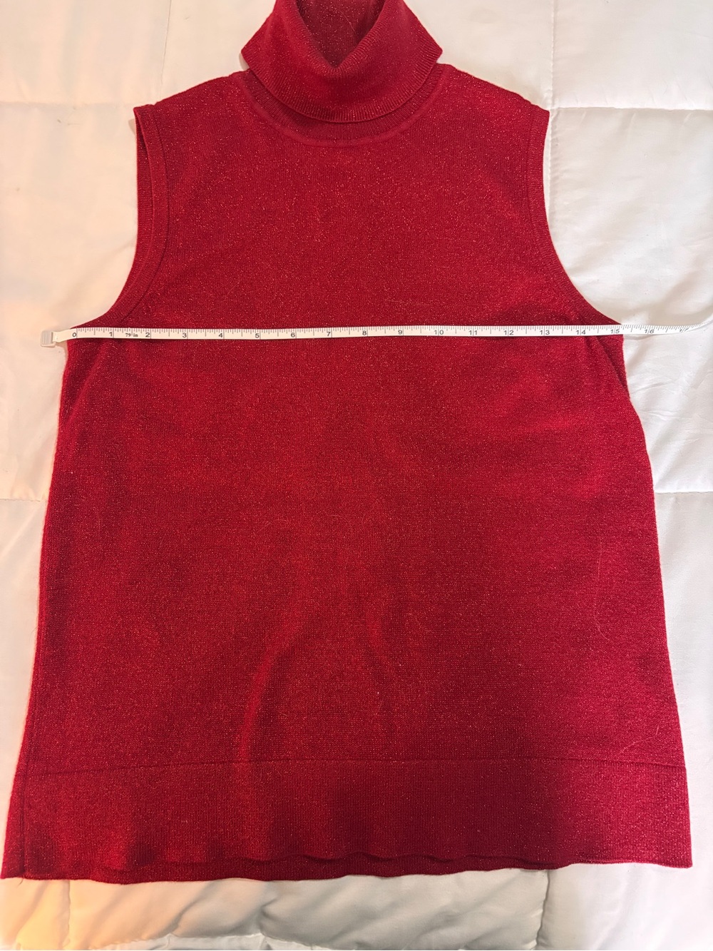 Tabi Dark Cherry Red Sparkle Sleeveless Turtleneck Knit Sweater XS - Picture 5 of 9